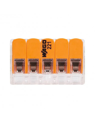 Clema WAGO 5P transparentă pentru conductori 0,2-4 mm²