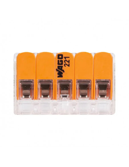 Clema WAGO 5P transparentă pentru conductori 0,2-4 mm²