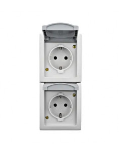 Priză dublă PE, 16A, verticală, IP54 - aparatajelectric.ro
