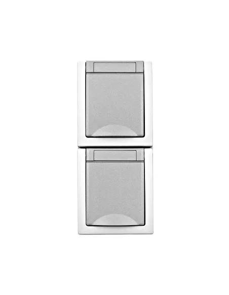 Priză dublă PE, 16A, verticală, IP54 - aparatajelectric.ro