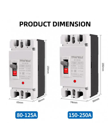 Întreprupător DC MCCB 2P 250A 600VDC | aparatajelectric.ro