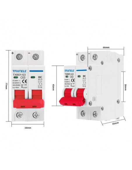 Siguranță Automată Curent Continu 2P 16A 1000VDC | aparatajelectric.ro