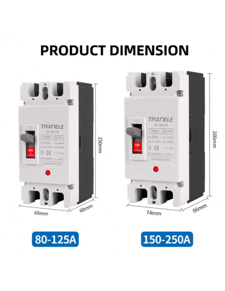 Întreprupător DC MCCB 2P 125A 600VDC | aparatajelectric.ro