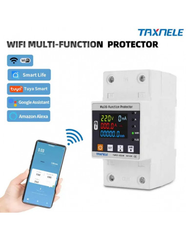 Releu WiFi de protecție monofazat pentru șină DIN - Sub/Supratensiune, Supracurent și protecție diferențială programabilă | apar