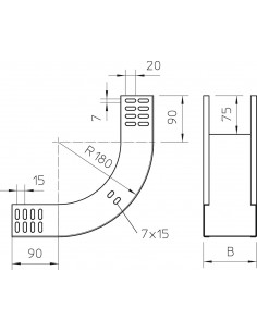 Cot vertical 90°, ascendent, 100x60mm 2