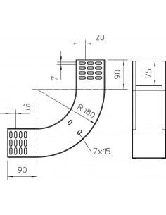 Cot vertical 90°, ascendent, 100x85mm 2