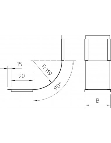 Capac pentr cot vertical 90°, ascendent, 100x110mm