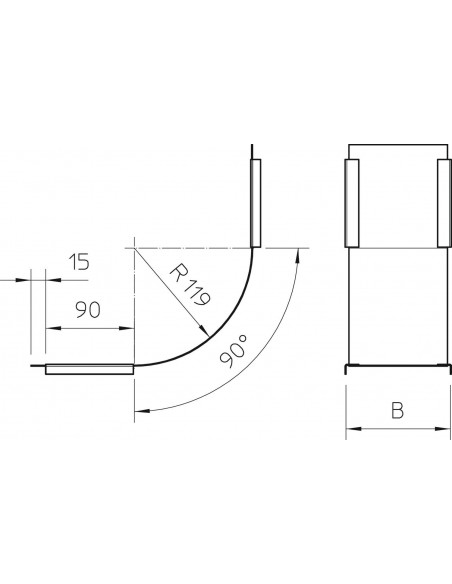 Capac pentr cot vertical 90°, ascendent, 100x110mm