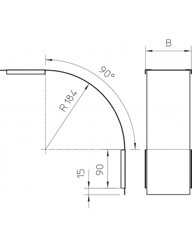 Capac pentr cot vertical 90°, descendent, 100x110mm