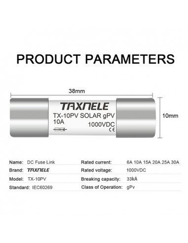 Siguranță Fuzibilă 10x38mm 16A 1000VDC - Protecție electrică fiabilă