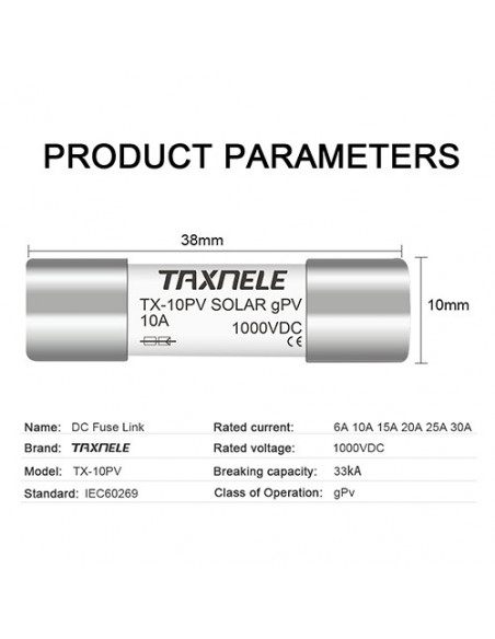 Siguranță Fuzibilă 10x38mm 16A 1000VDC - Protecție electrică fiabilă