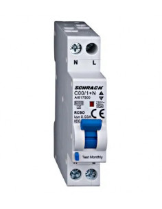 Întreruptor automat+dif., Tip A, C 16/003A,1+N un modul, 6kA