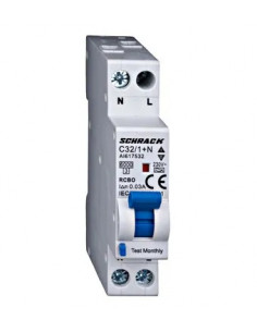 Întreruptor automat+dif., Tip A, C 32/003A,1+N un modul, 6kA