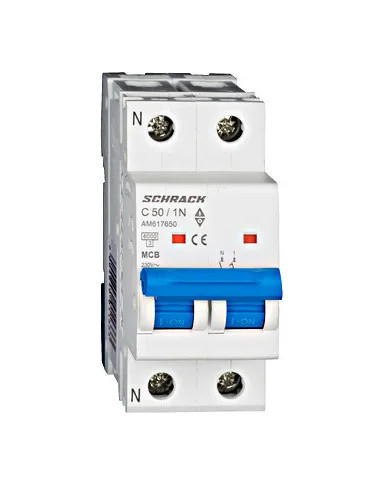 Întreruptor automat MCB AMPARO 6kA, C 50A, 1P+N - aparatajelectric.ro